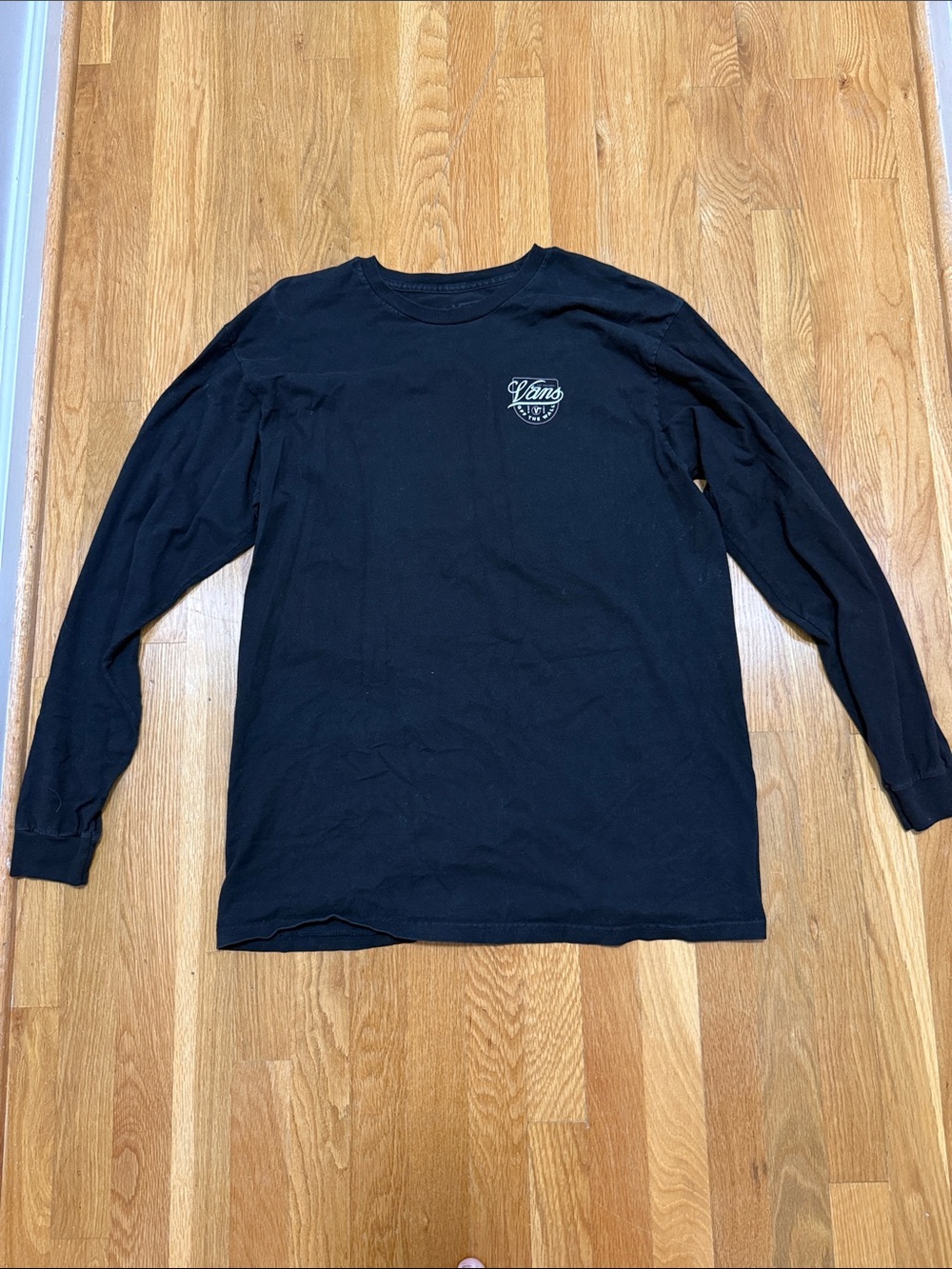 Vans Black Long Sleeve Crew with Small Chest Logo